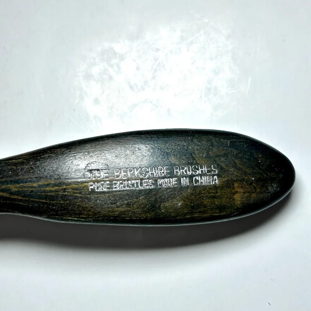 Vintage The Berkshire Brushes Hairbrush Natural Bristles Wood Handle